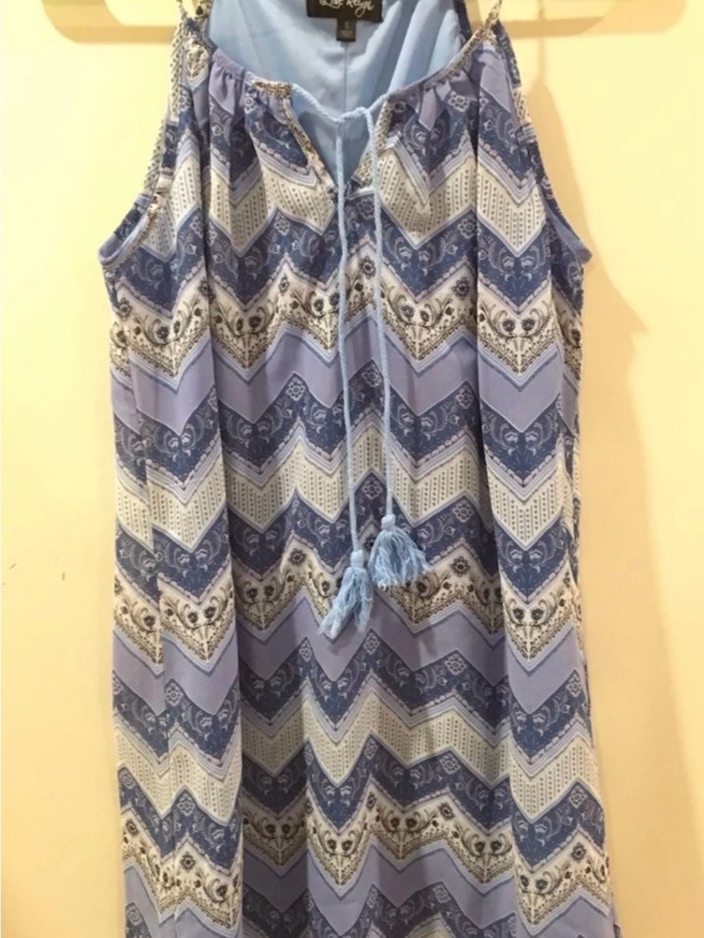 Love Reign Light Blue and Navy Paisley Maxi Dress